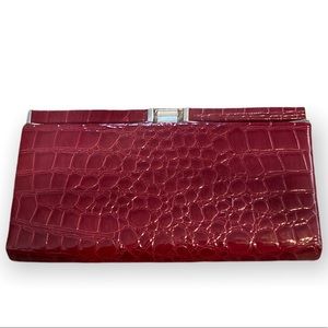 Ann Taylor Loft patent leather croc clutch